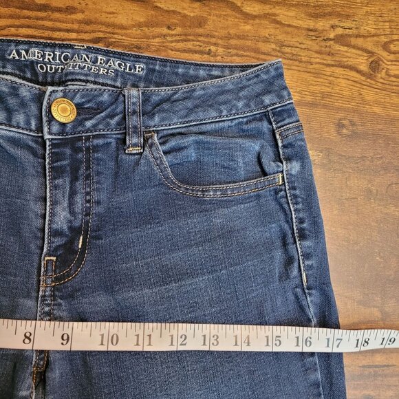 American Eagle Jeans 8 XL Super Stretch Jegging Low Rise Medium Dark Wash Denim - Picture 7 of 11